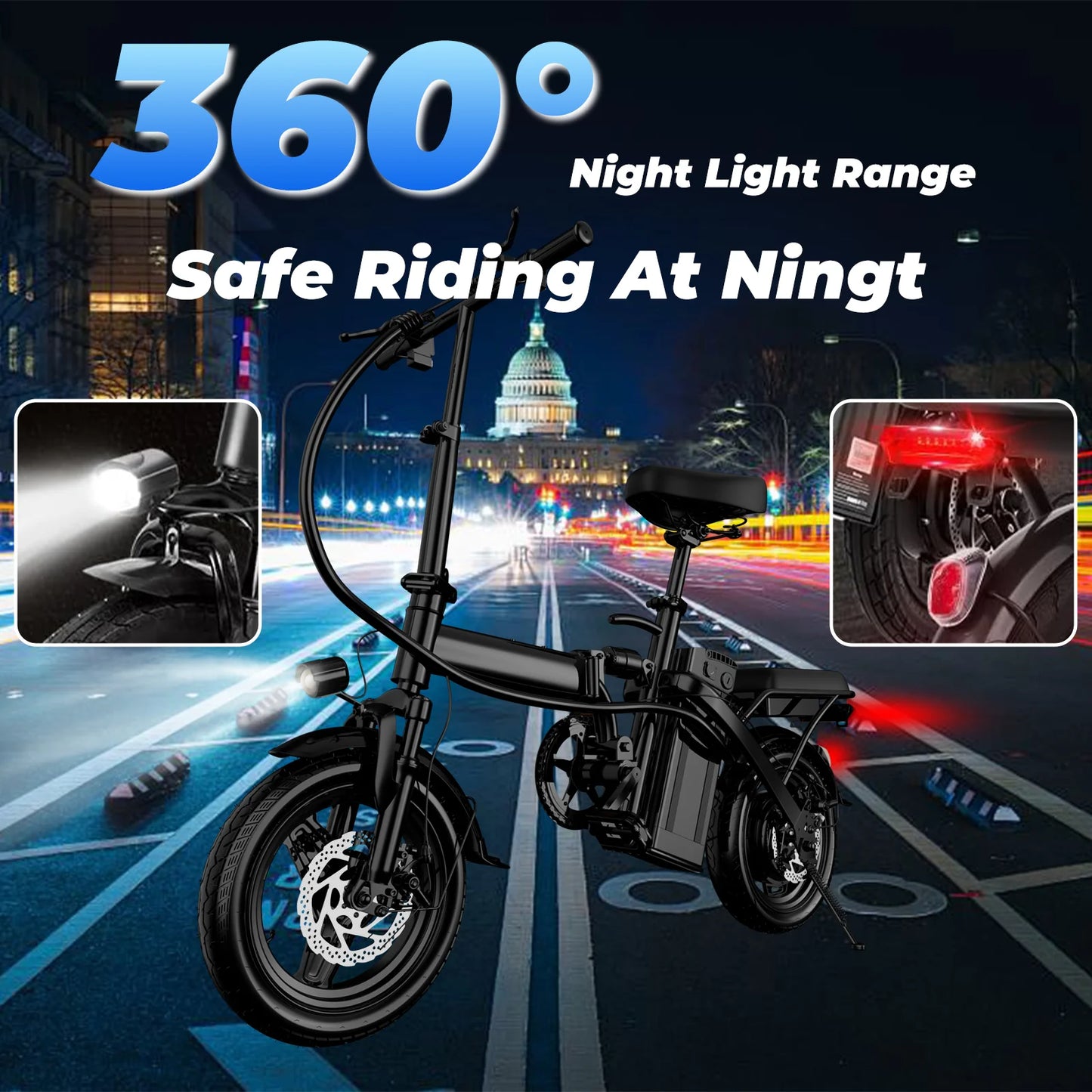 LELEKUAI 500W Folding Adult Electric Bike With Removable Battery