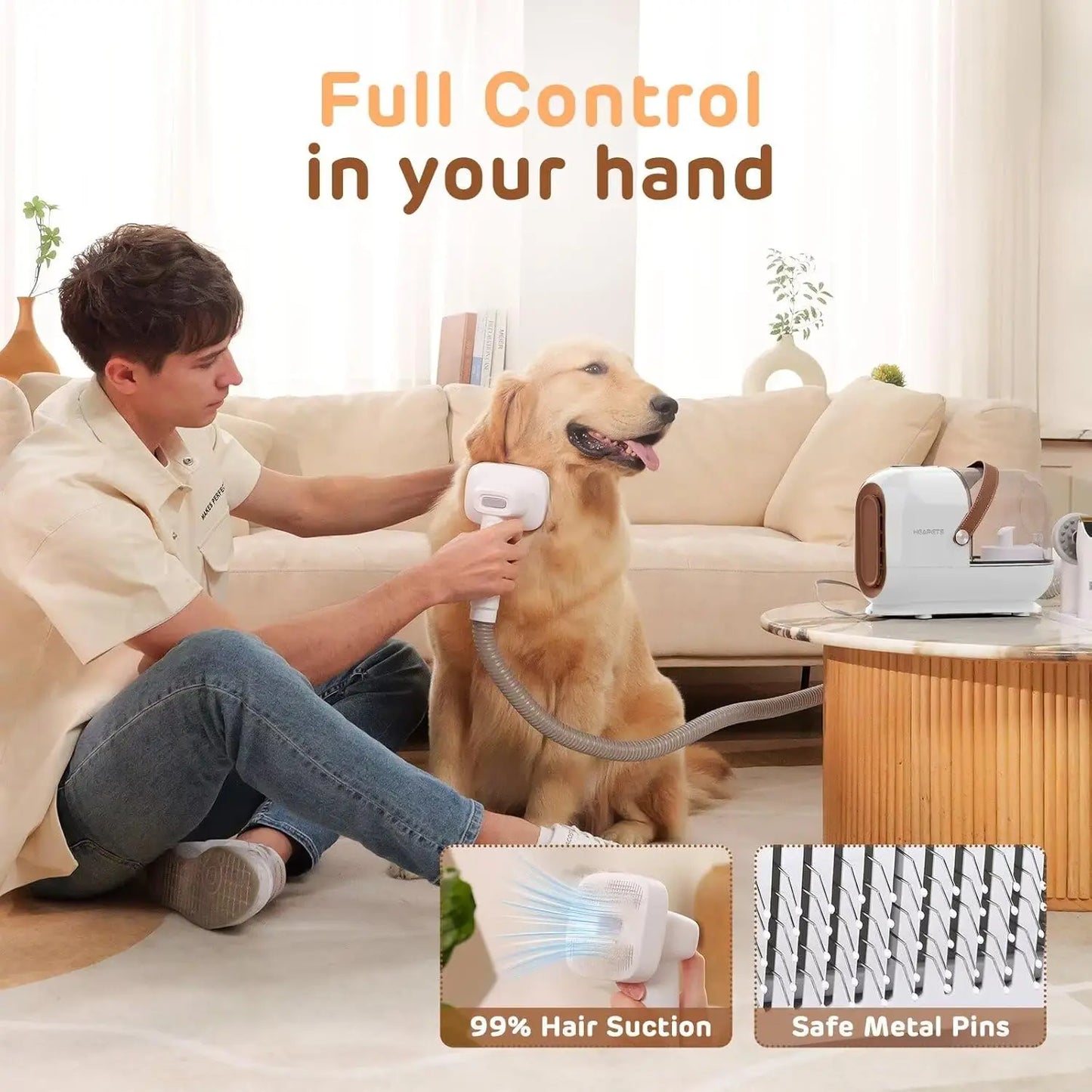 Pet Grooming Vacuum Kit With 7 Tools For Low Noise