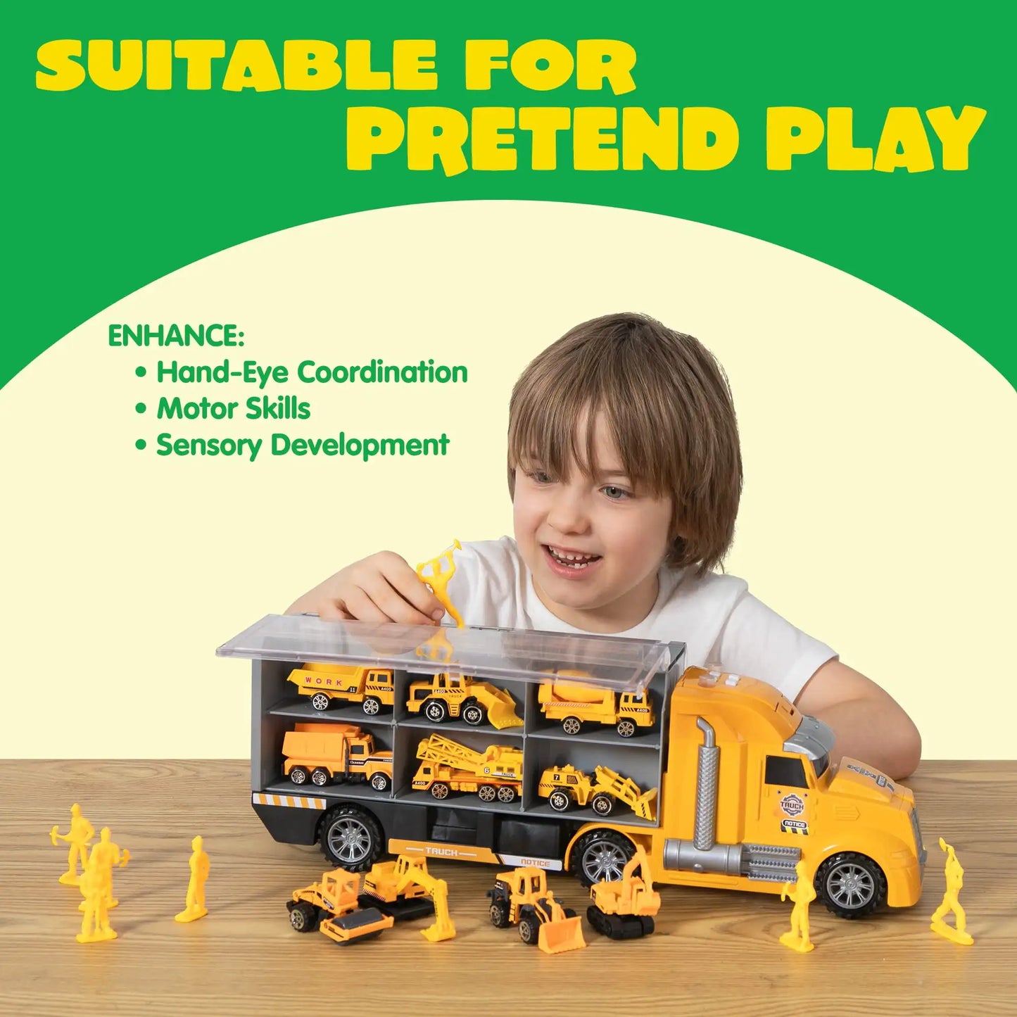Joyfy 25 In 1 Die Cast Construction Truck Carrier Toy