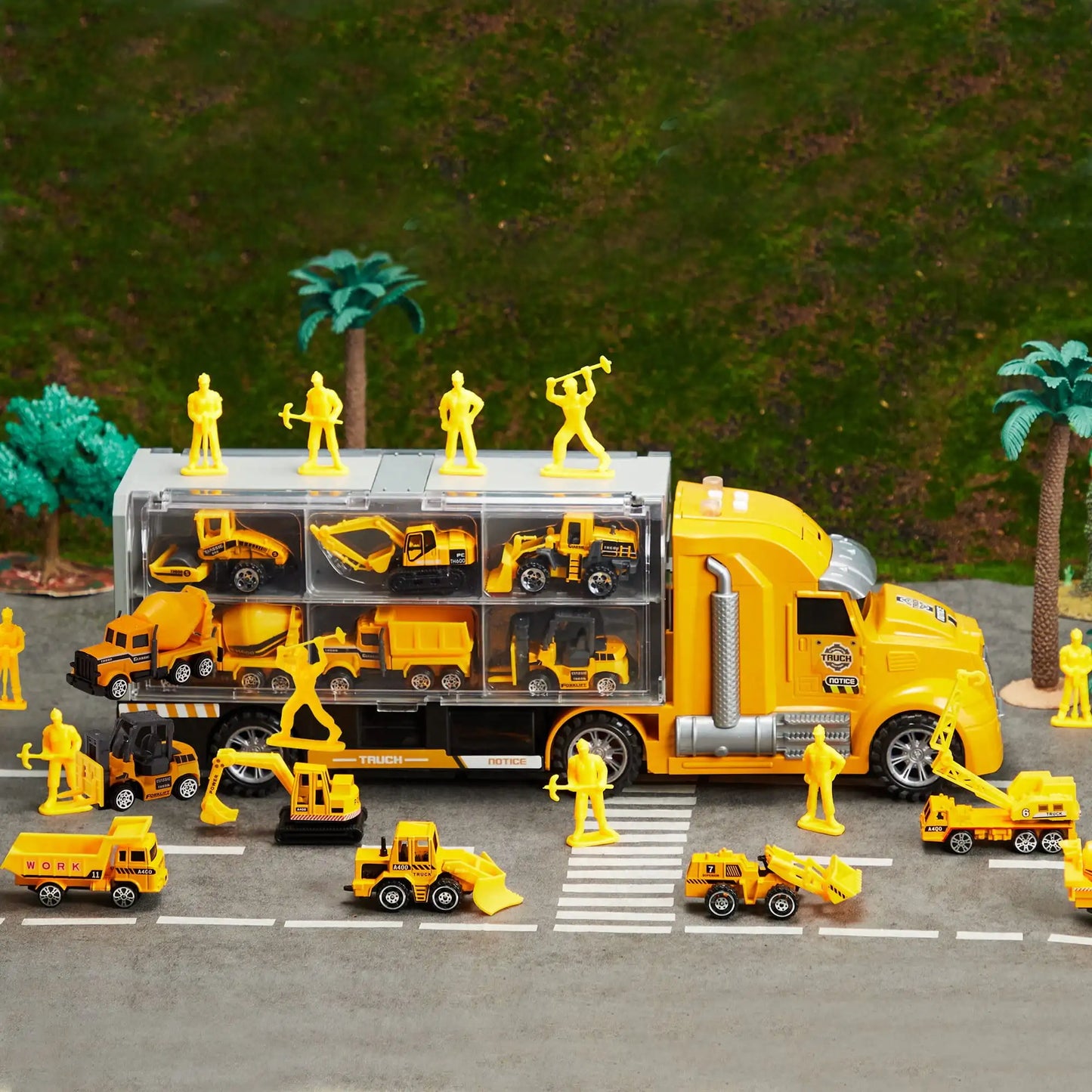 Joyfy 25 In 1 Die Cast Construction Truck Carrier Toy