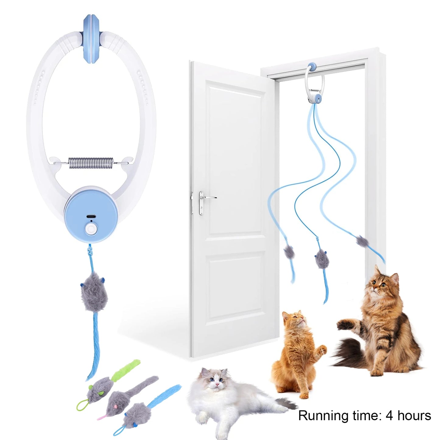 Shunmaii Automatic Retractable Door Hanging Cat Toy With Catnip Mice
