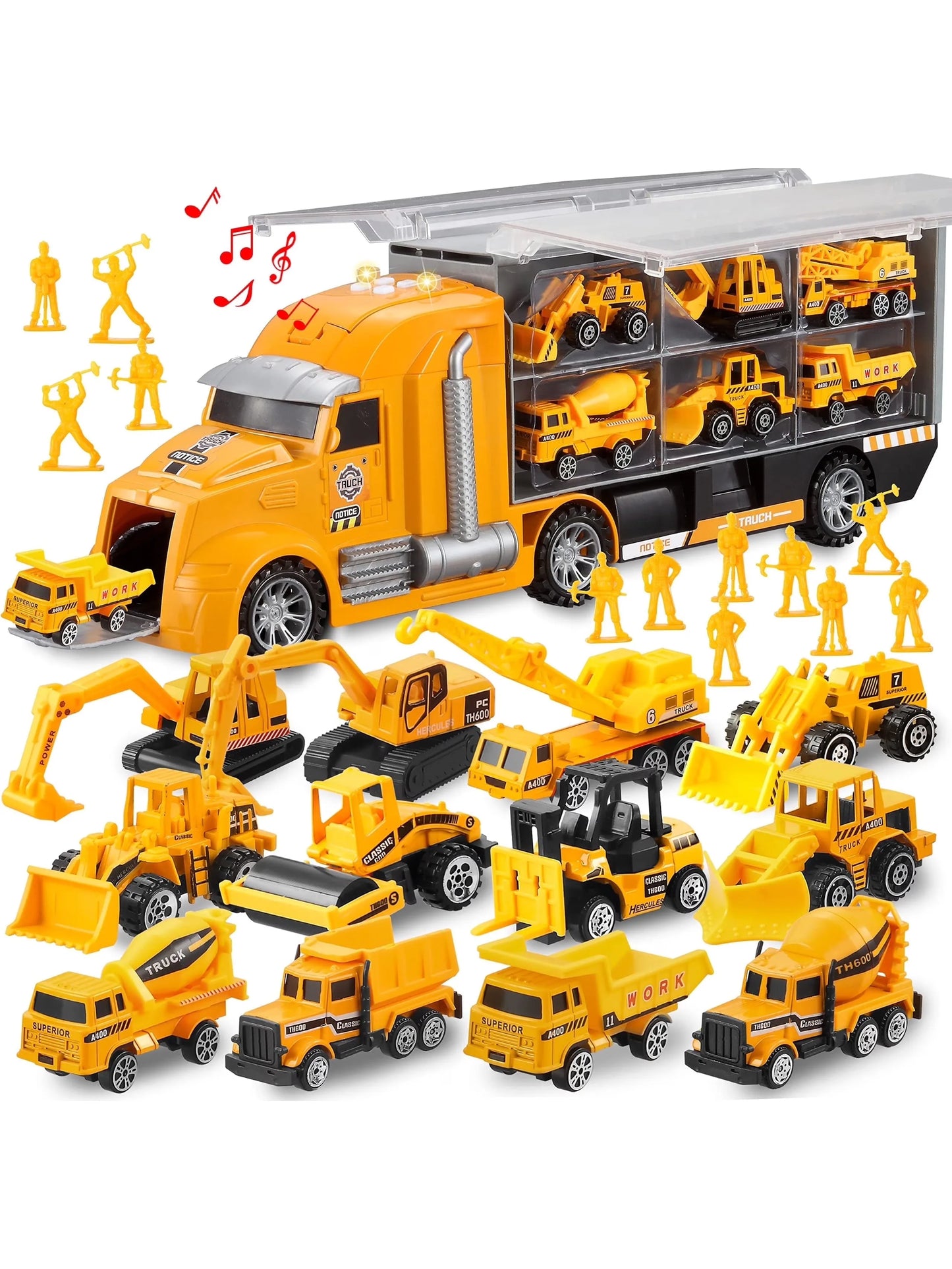 Joyfy 25 In 1 Die Cast Construction Truck Carrier Toy