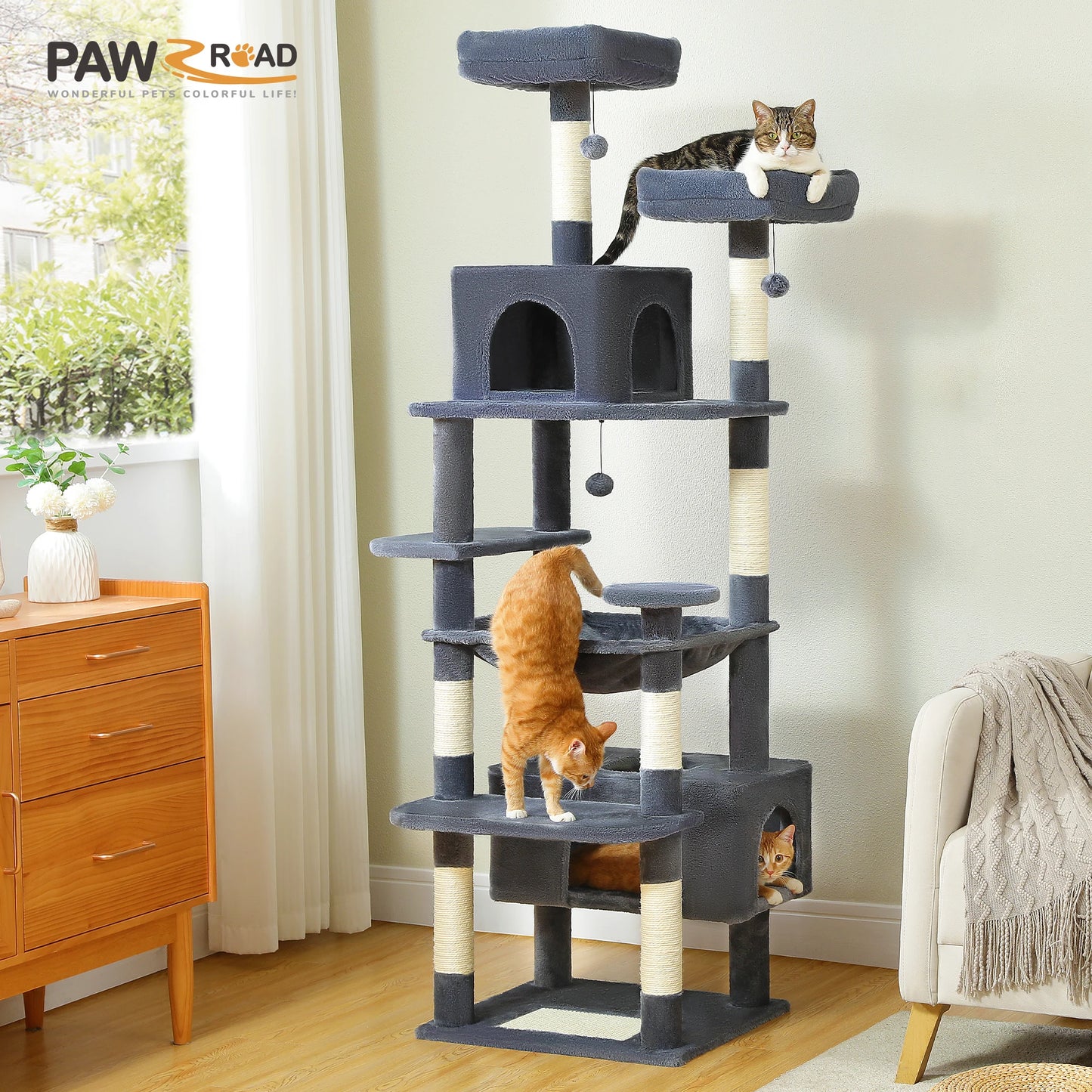 PAWZ Road Large Cat Tree Tower For Indoor Cats Sisal