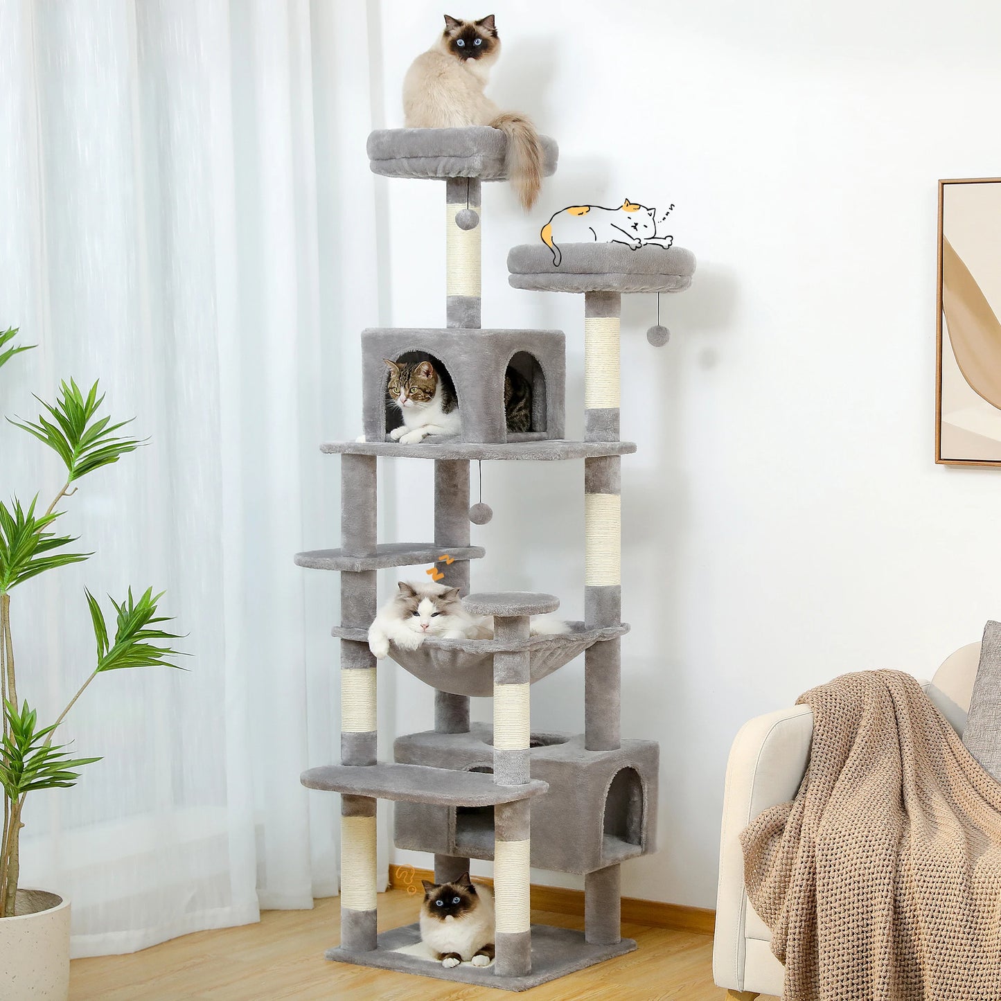 PAWZ Road Large Cat Tree Tower For Indoor Cats Sisal