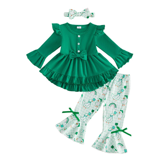 NONECN St Patrick Day Toddler Girl 3-Piece Outfit Set