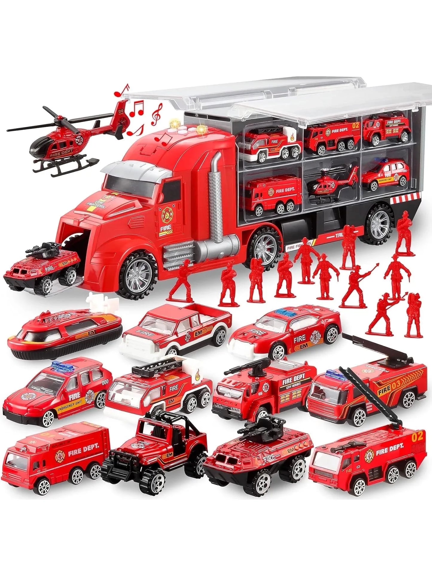 Joyfy 25 In 1 Die Cast Construction Truck Carrier Toy