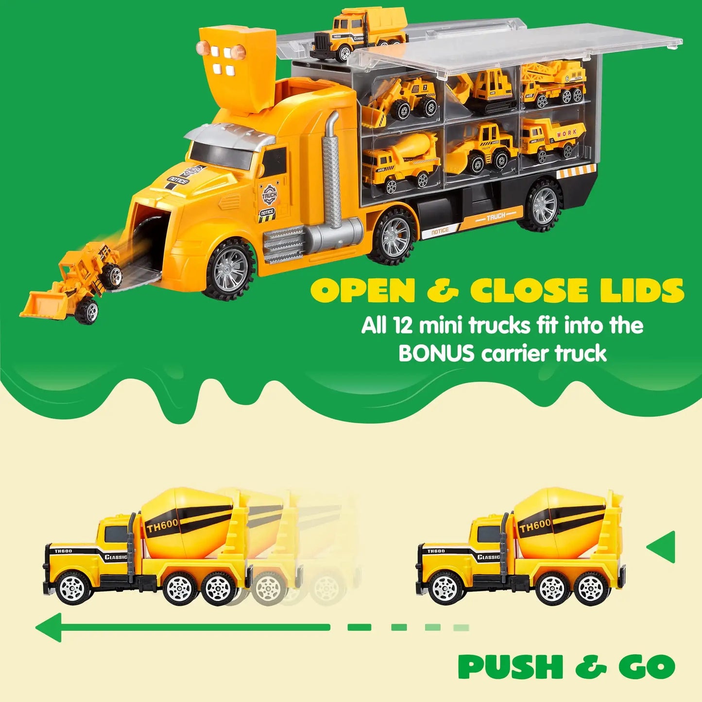 Joyfy 25 In 1 Die Cast Construction Truck Carrier Toy