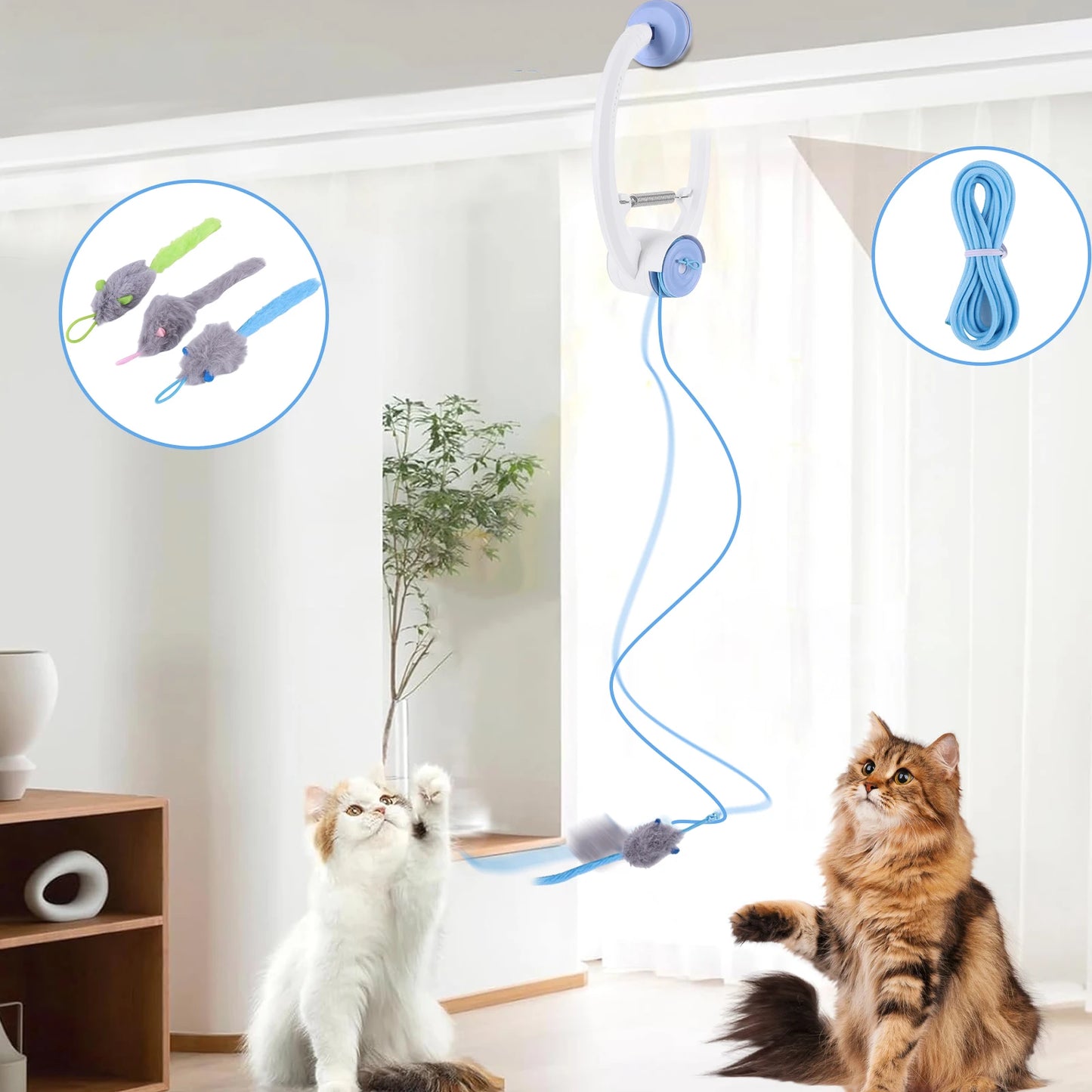 Shunmaii Automatic Retractable Door Hanging Cat Toy With Catnip Mice