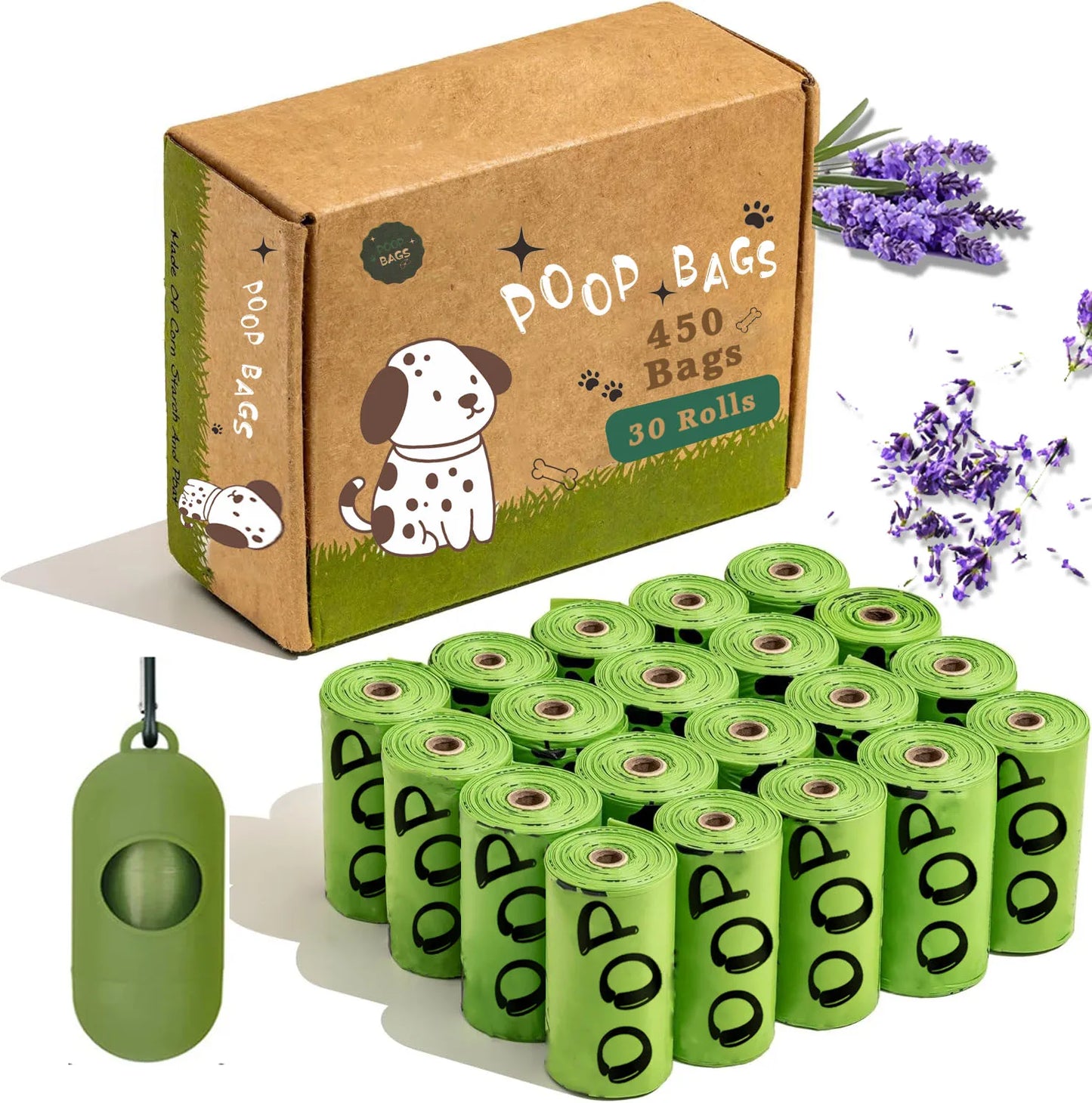 EPI Biodegradable Lavender Scented Dog Poop Bags With Dispenser