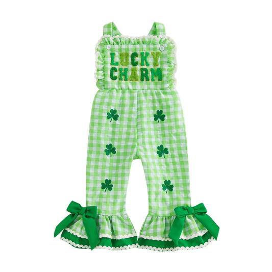St Patrick Day Baby Romper Shamrock Print Sleeveless Jumpsuit