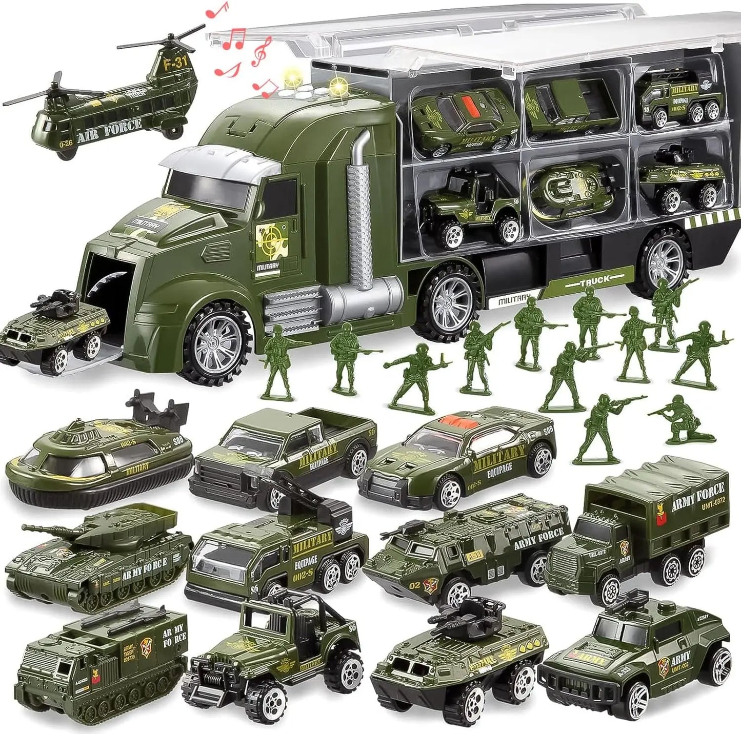 Joyfy 25 In 1 Die Cast Construction Truck Carrier Toy