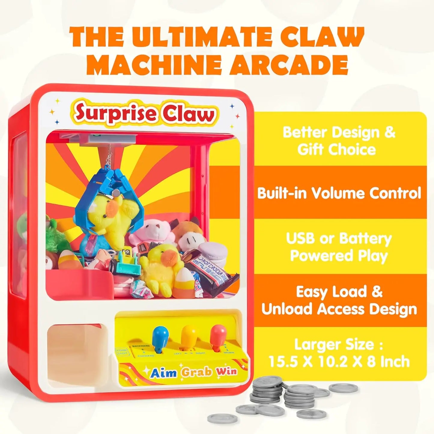 Joyfy Claw Machine Arcade Toy Dispenser For Kids Playtime Fun