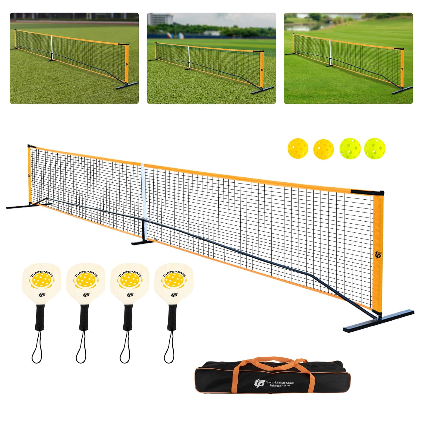 22ft Portable Pickleballs Set Backyard Park Sports Tennis Pickleball Net Paddle