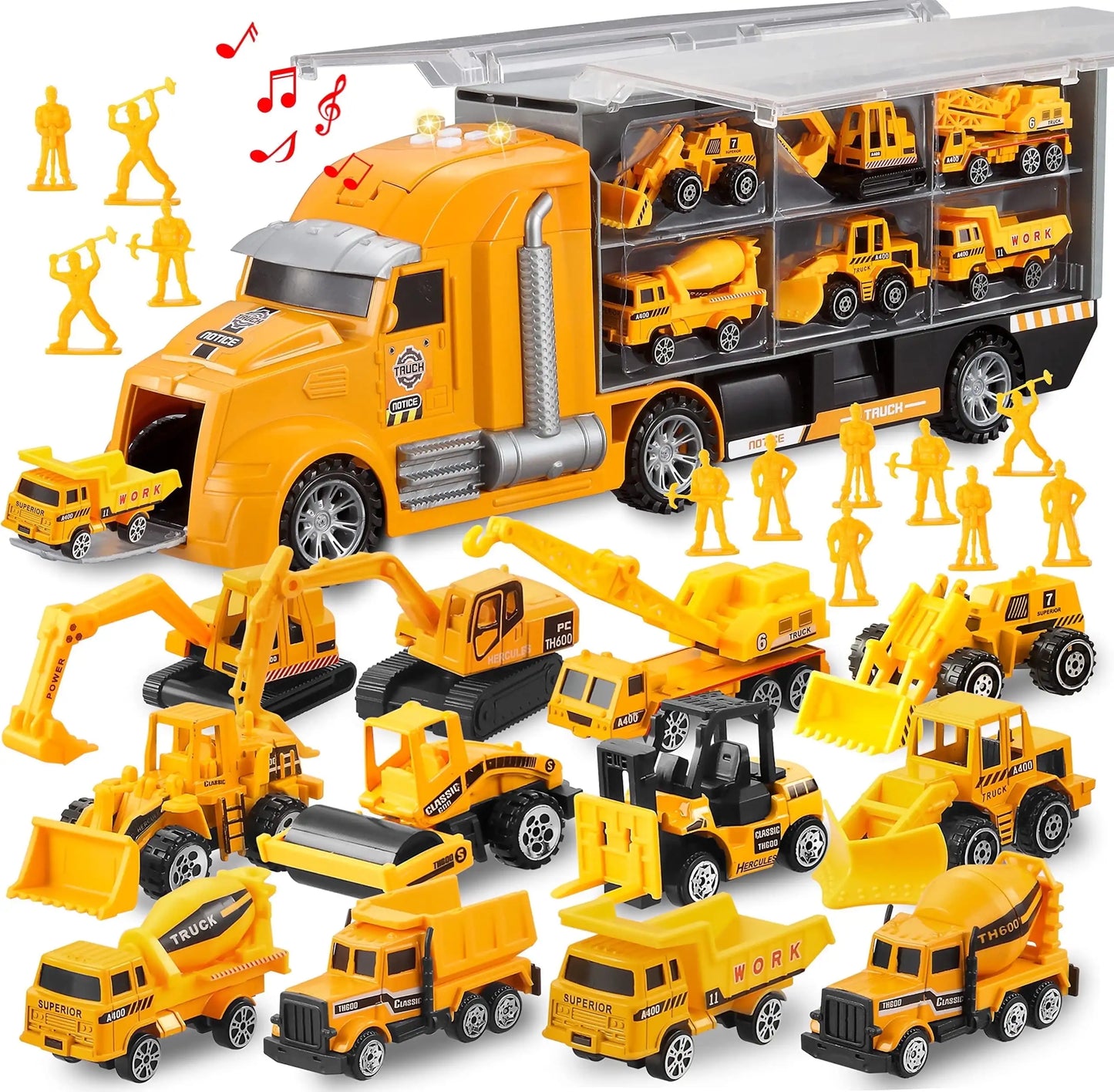 Joyfy 25 In 1 Die Cast Construction Truck Carrier Toy