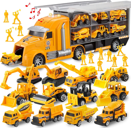 Joyfy 25 In 1 Die Cast Construction Truck Carrier Toy