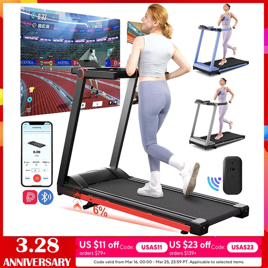 Superun 3.5HP Foldable Treadmill With 350lbs Capacity Incline 6 Percent