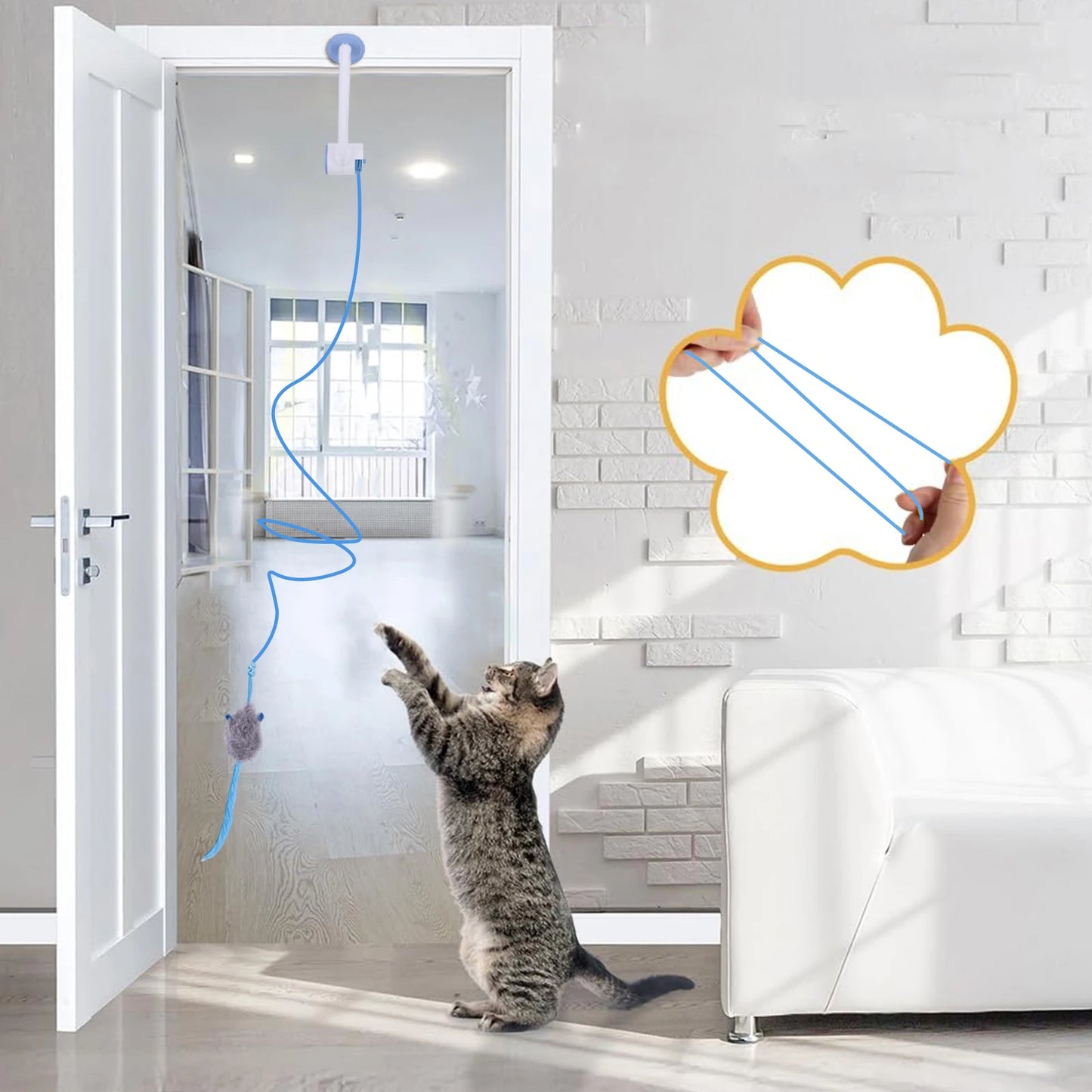 Shunmaii Automatic Retractable Door Hanging Cat Toy With Catnip Mice