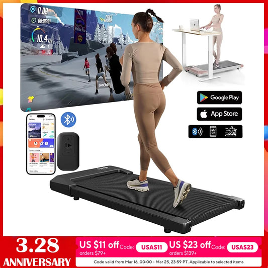 Superun Home Treadmill 2.5HP LCD 2in1 Walking Running Fitness Machine