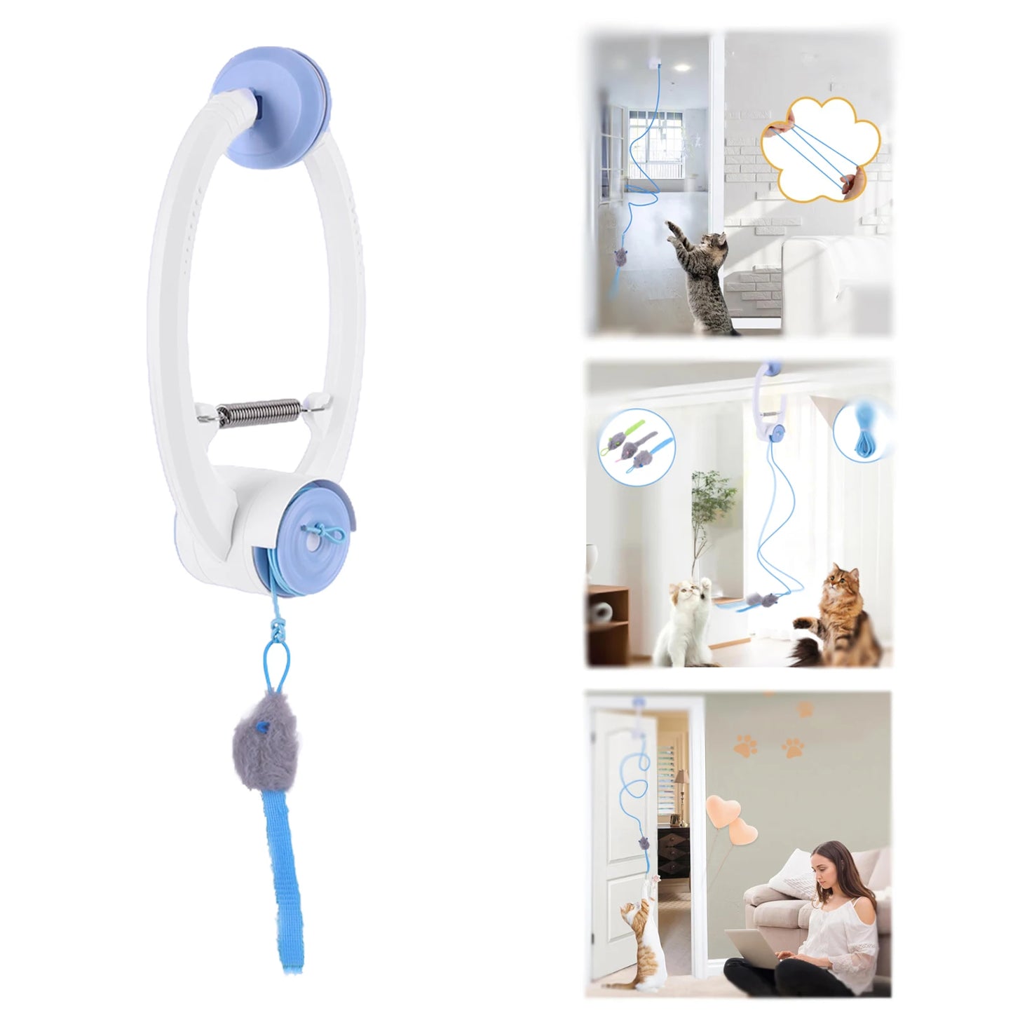 Shunmaii Automatic Retractable Door Hanging Cat Toy With Catnip Mice