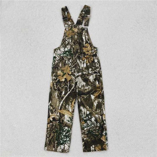 Denim Strap Jumpsuit Baby Boys Camouflage Leaf Print