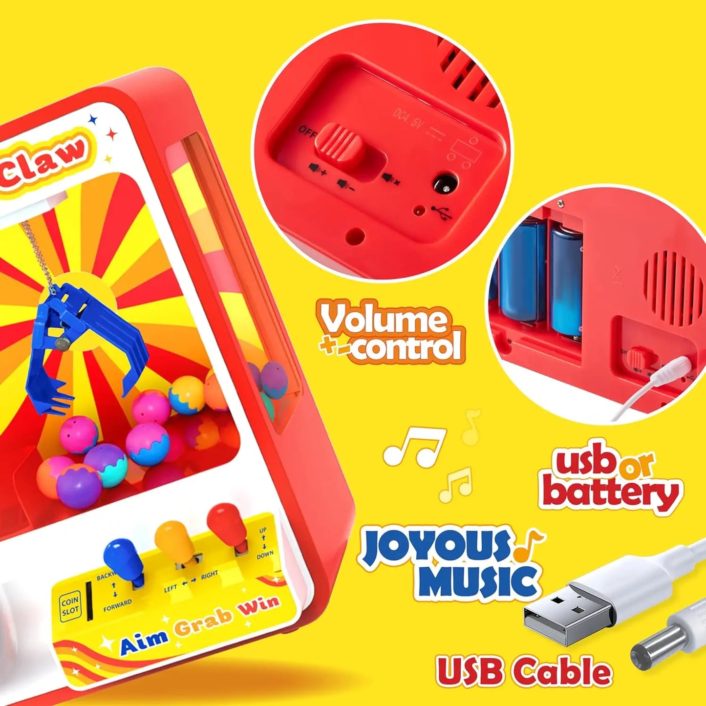 Joyfy Claw Machine Arcade Toy Dispenser For Kids Playtime Fun