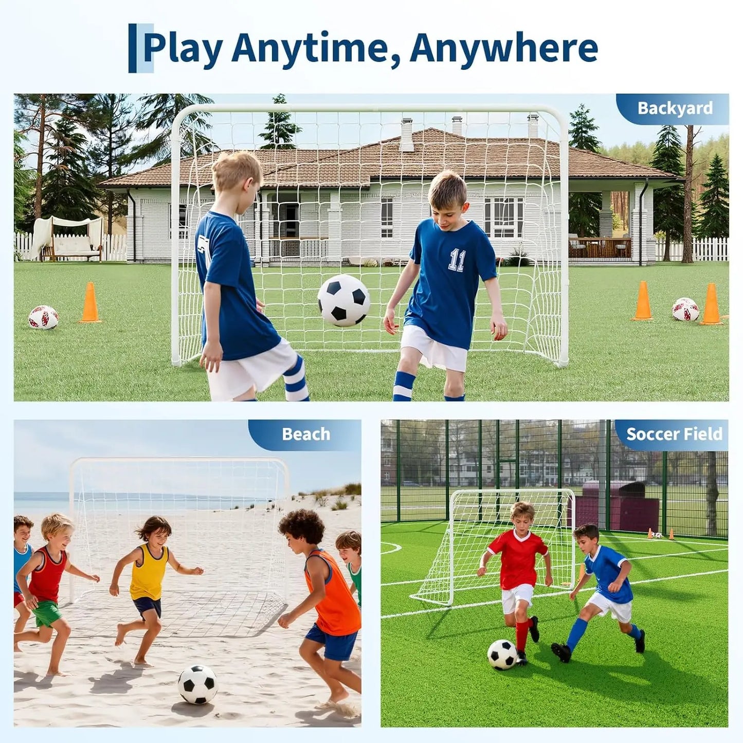 6X4 FT Portable Soccer Goal for Backyard – Heavy Duty Steel Frame Soccer Net with Ground Stakes,All-Weather Training & Kids Play